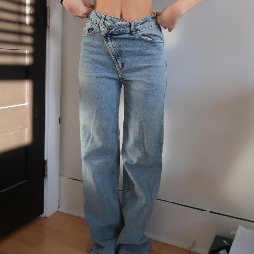 Asymmetric Cross Stitch Jeans